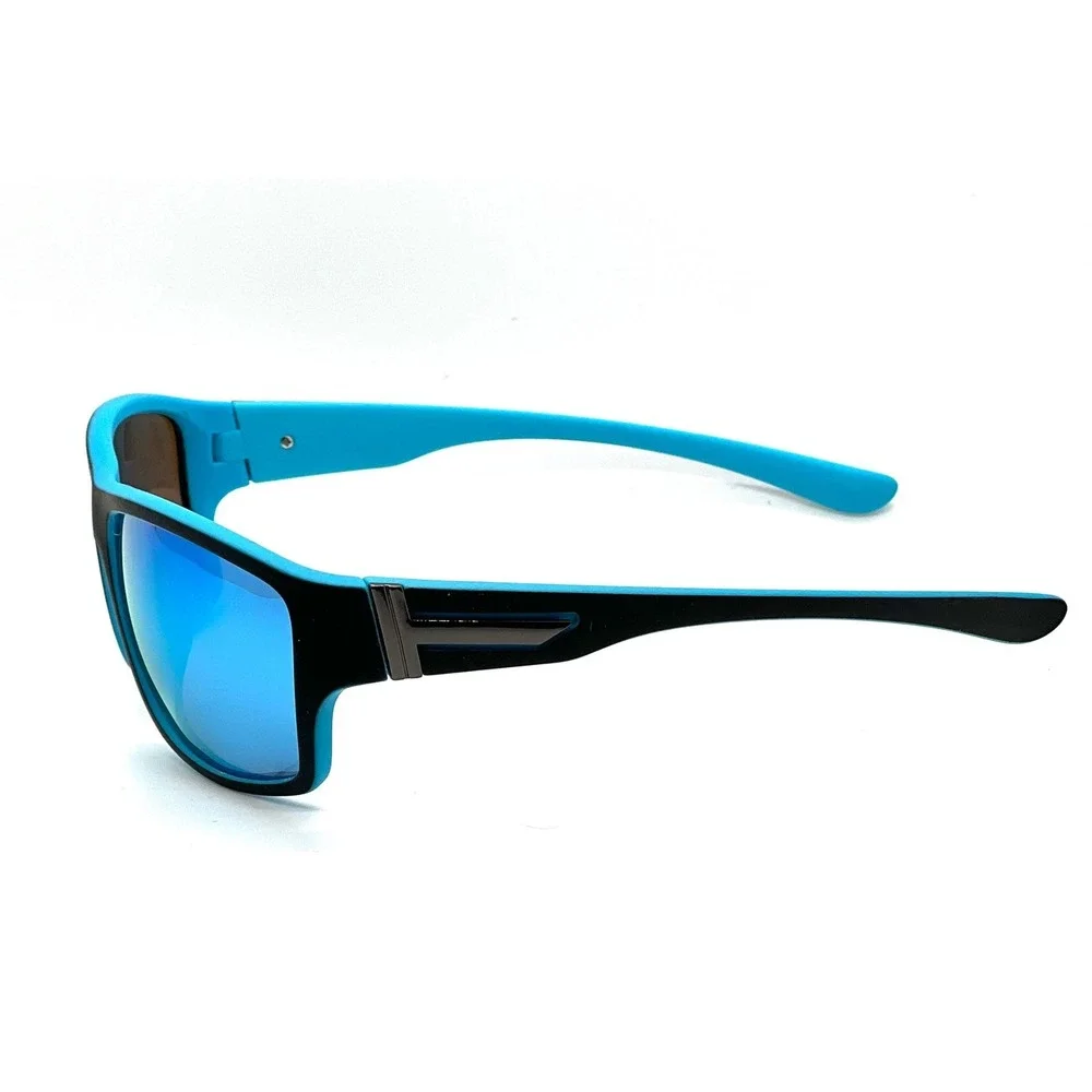 Blue Mirrored Lens‎ Sunglasses Black Frame Sport Style Fashion Eyewear Polarized